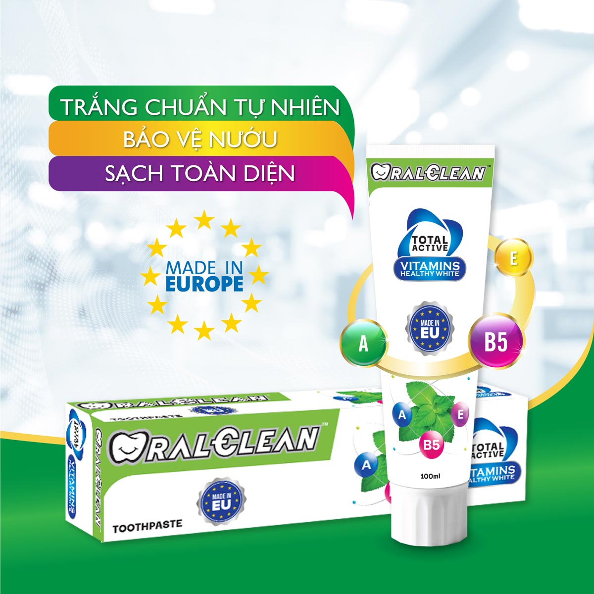 Bộ 2 Kem Đánh Răng Trắng Răng OralClean Than Hoạt Tính Và Vitamin 100ml/Tuýp