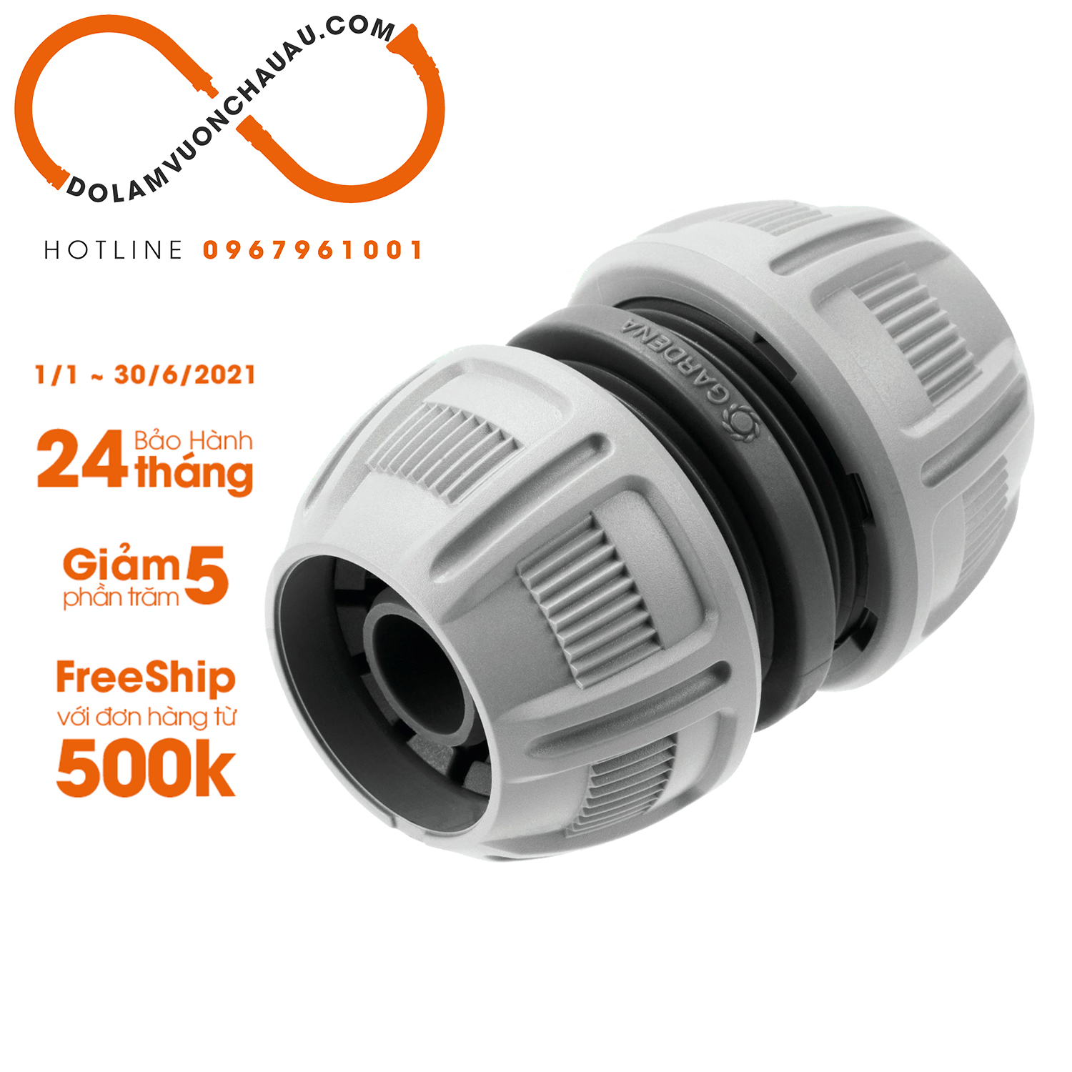 [Hàng Đức] Cút nối sửa ống 13 ~ 15mm (1/2") (Gardena 18232)