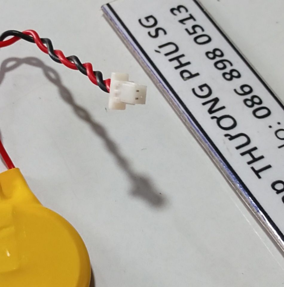 Pin Cmos CR2032 - 3V (Pin cmos 2032) / Pin 2 dây đầu cắm 2 lổ, 2 râu (D x R): 3.8mm X 1.2mm