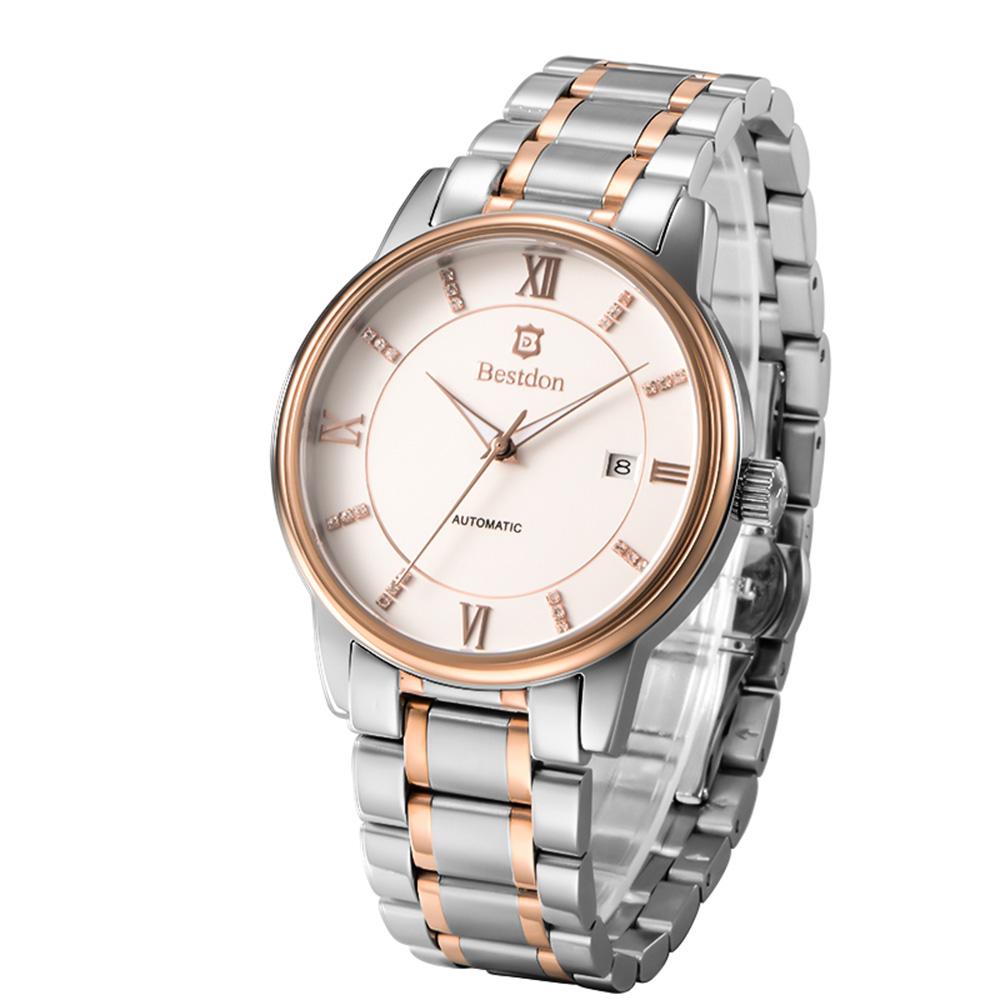 Đồng hồ cơ Automatic nam dây thép không gỉ Bestdon BD7106G (Bạc mặt trắng)