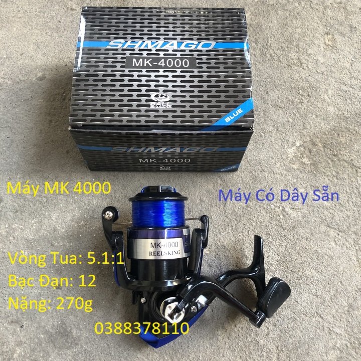 Máy câu cá km 4000, máy câu có dây sẵn, máy câu lure, máy câu cá 4000