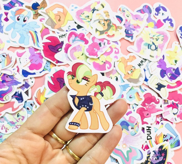 Bộ 30-50 Sticker ngựa thần pony ép lụa có đề can bóc dán