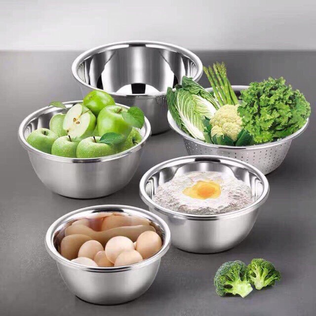 SET RỔ INOX 5 MÓN CAO CẤP