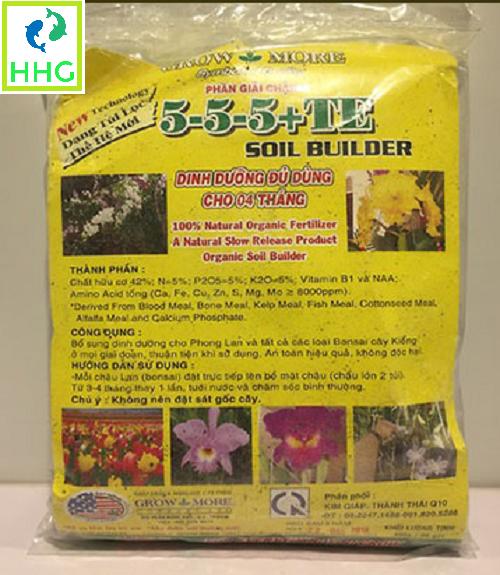 COMBO PHÂN TAN CHẬM HỮU CƠ GROWMORE 5-5-5 (36 GÓI, TỔNG TL 400G) + CHẾ PHẨM HÙNG NGUYỄN 20ML