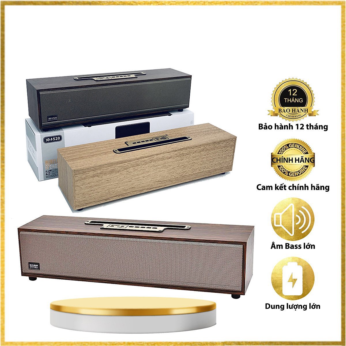 Loa gỗ nghe nhạc loa nghe nhạc mini công xuất lớn Loa Gỗ Bluetooth XM-520 - Công suất 20W âm bass cực mạnh âm thanh 3d,thiết kế cổ điển sang trọng BH 12 tháng