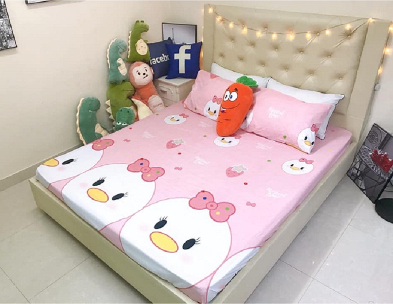 (FreeShip MAX) Set 3 Món Ga Gối Cotton Poly Mẫu  Vịt Hồng