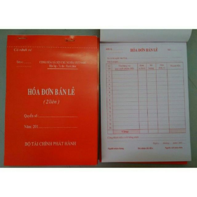 Hóa đơn bán lẻ khổ A4/A5 có 1 liên - 2 liên - 3 liên