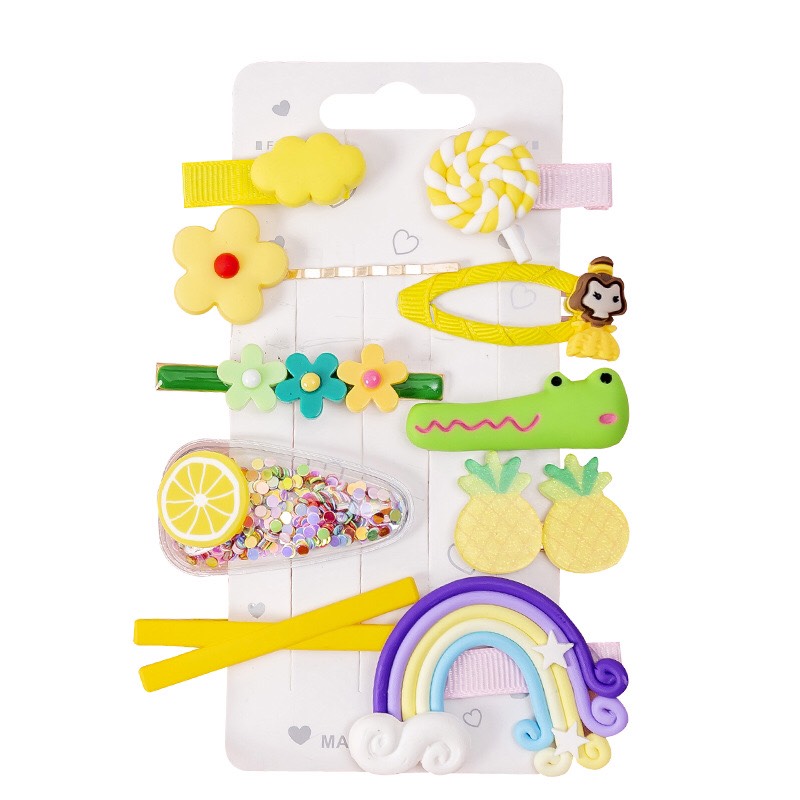 [HCM]Set 10 kẹp tóc cầu vồng kẹo mút phong cách Hàn Quốc xinh xắn dễ thương cho bé gái đáng yêu - Hình