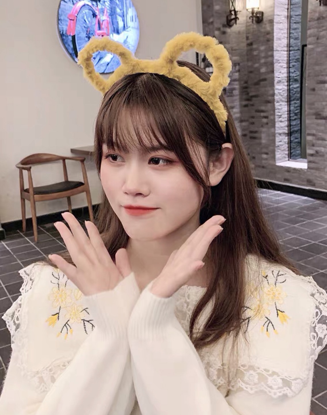 Bờm lông cài tóc hình tai gấu dễ thương - phukienteen