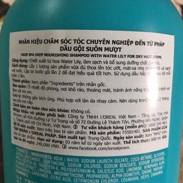 [HCM]DẦU GỘI CHĂM SÓC TÓC SIÊU MỀM MƯỢT HAIR SPA 600ML