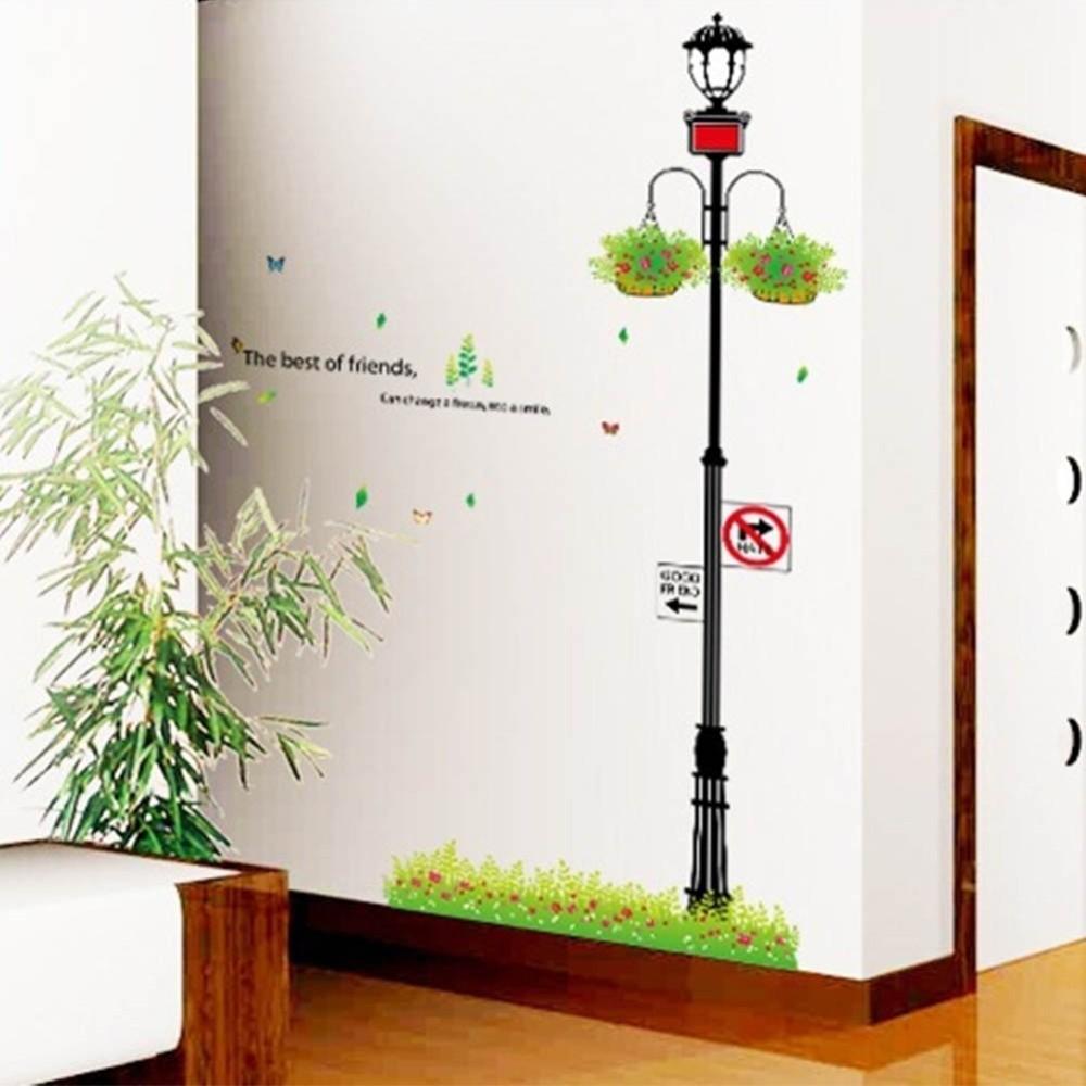 [HCM]DECAL DÁN TƯỜNG CỘT ĐÈN VÀ XE ĐẠP XANH