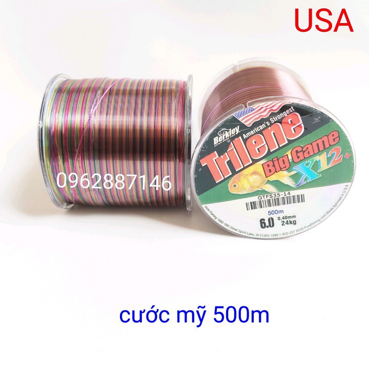 Cước câu cá cước mỹ triline 7 màu 500m x12 - Cam kết bảo hành đổi trả trong 2 tuần đầu
