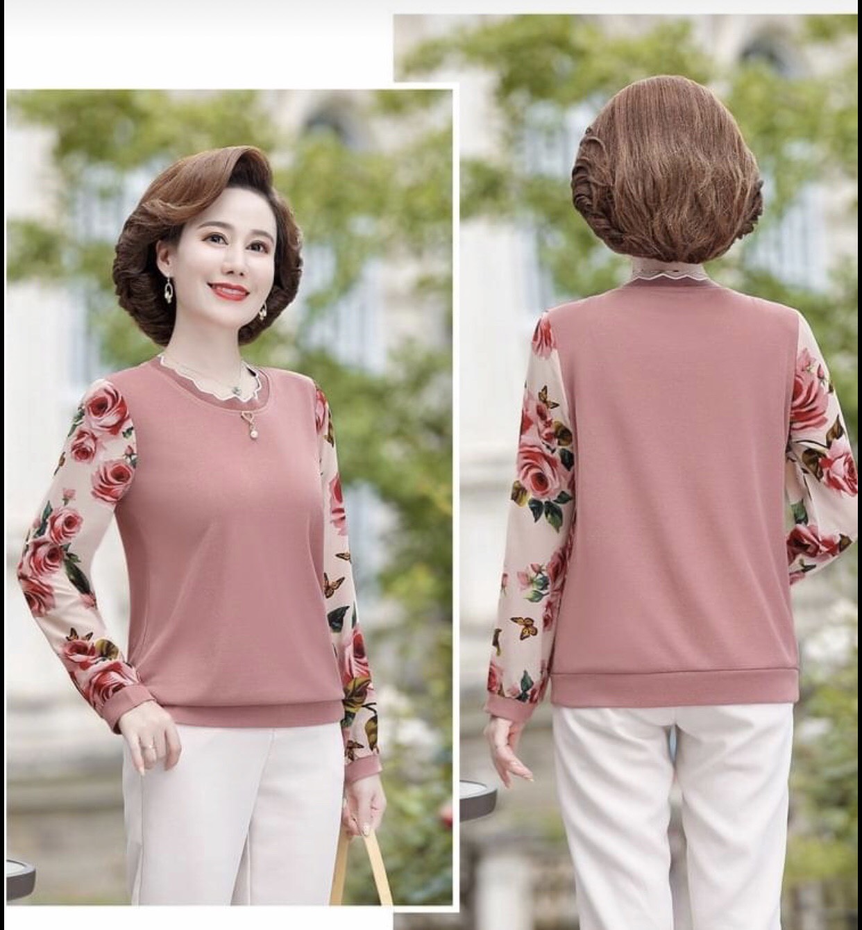 Áo len nữ trung niên cao cấp, len ngọc