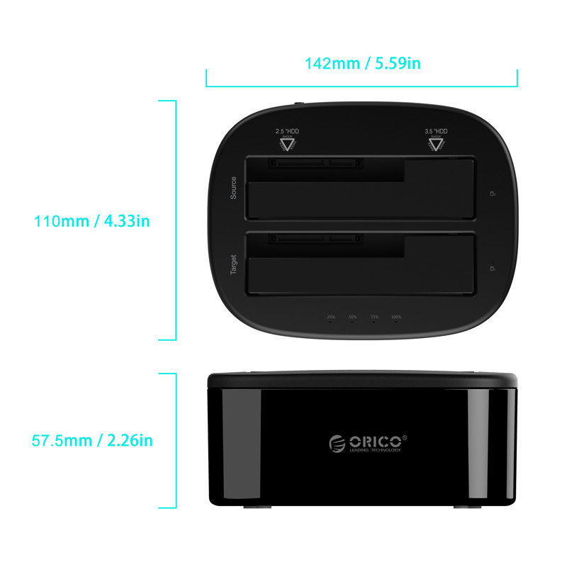HDD Box ORICO USB3.0/3.5/2.5 - 6228US3-C - Hàng Chính Hãng