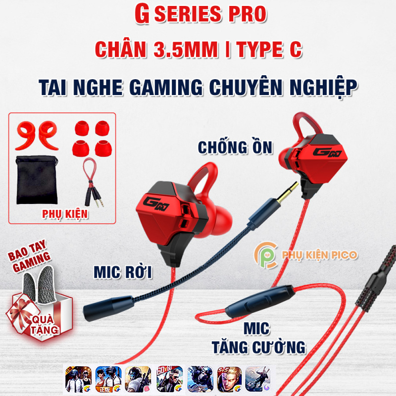 Bảng giá Tai nghe gaming có mic rời G10/ GM-PRO 3.5mm Type C - Tai nghe gaming G10 Pro có dây không độ trễ Phong Vũ