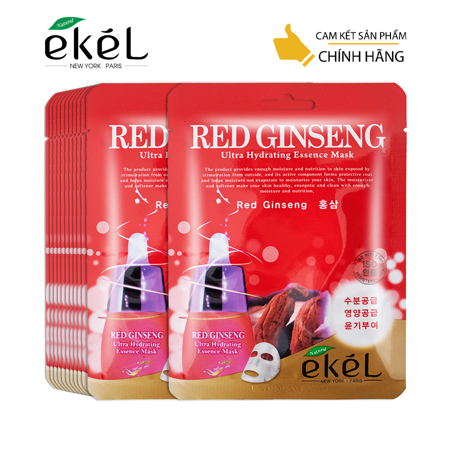 [HCM]10 miếng mặt nạ dưỡng da nhân sâm EKEL - Ekel Red Ginseng ULtra Hydrating Essence Mask