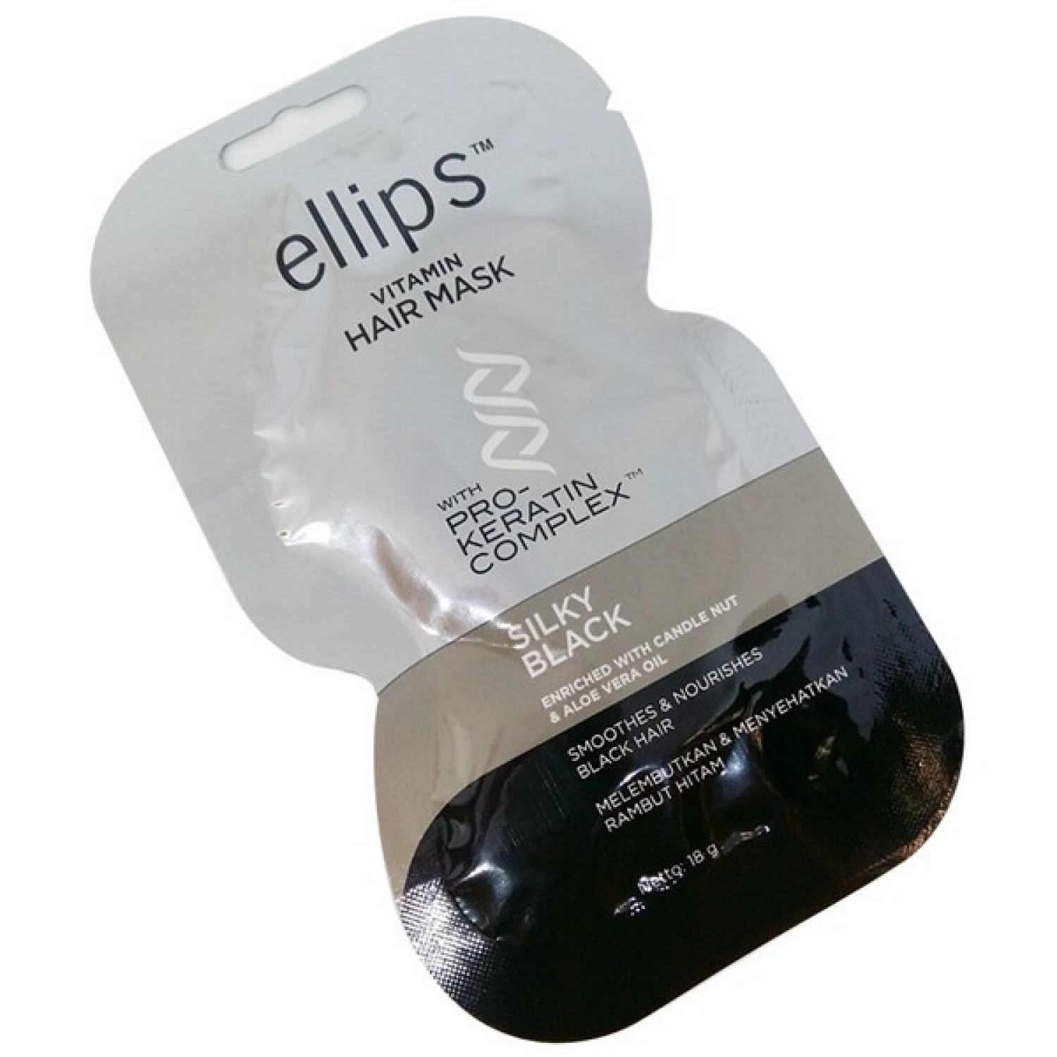 Ellips ủ tóc Ellips Đen Mượt (Ellips hair mask keratin Silky Black)Gói 18 ghộp 12 gói