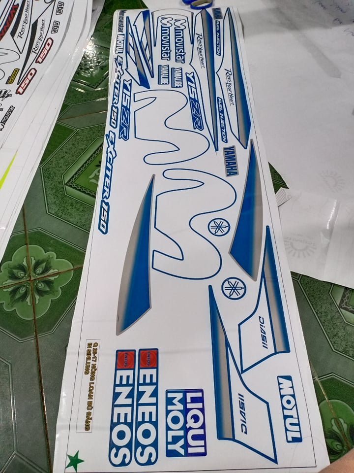 Tem rời ex 150 movitas trắng xe xanh bạc