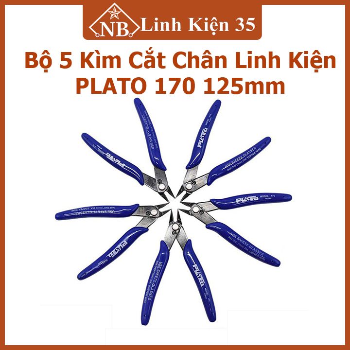 Combo 5 kìm cắt chân linh kiện PLATO 170 125mm, cắt chân linh kiện, làm mạch in