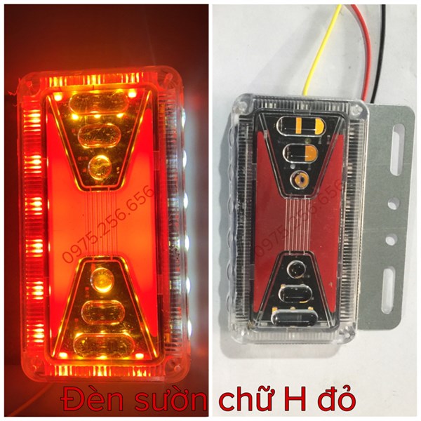 Đèn led sườn Chữ H Đỏ 12V đèn trang trí sườn ô tô xe tải phụ kiện trang trí ô tô