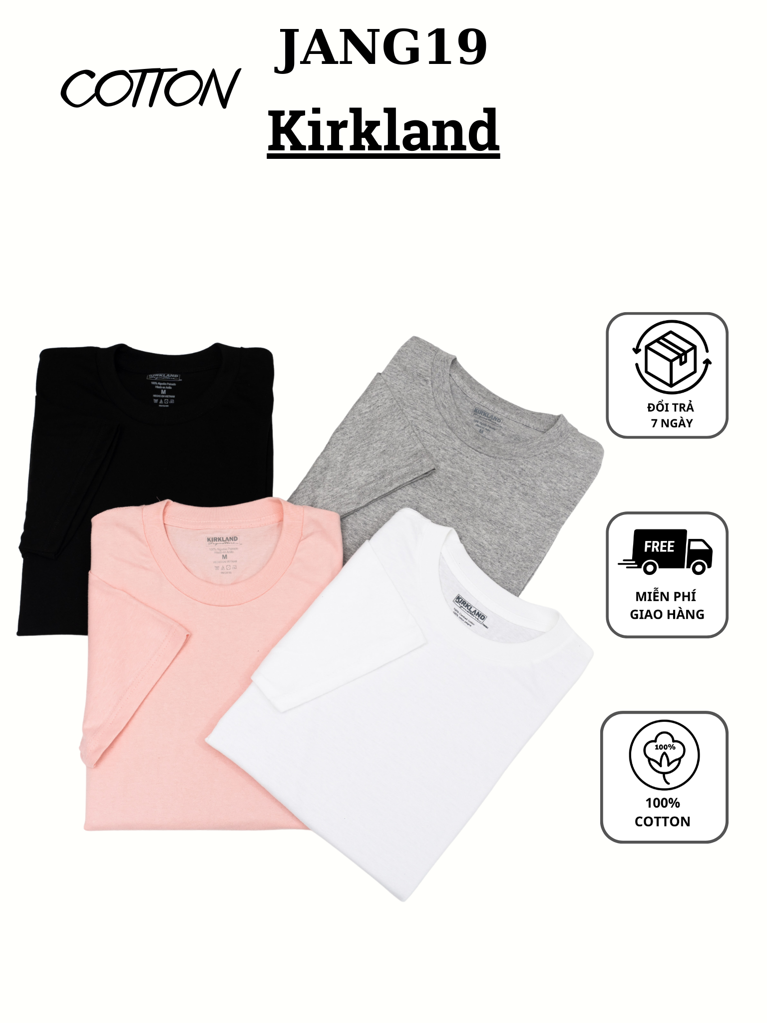 Áo Kirkland Unisex cotton 100% co dãn 4 chiều