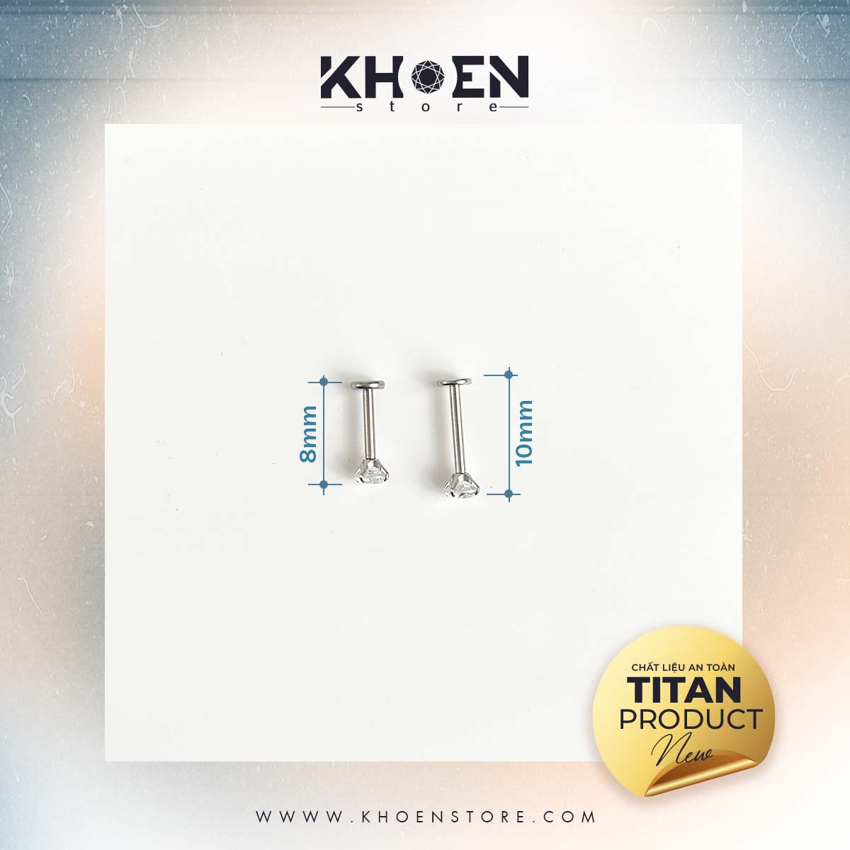 (1 Chiếc) Khuyên Chân dẹp Đá - Titan - Khoen Store
