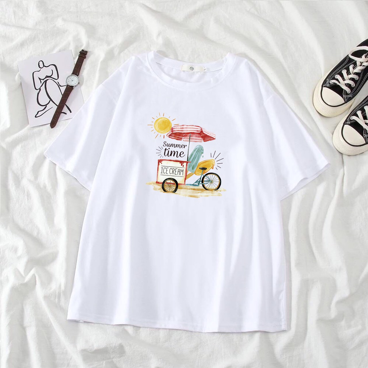 Sét áo thun Summer Time kèm quần bom dây rút