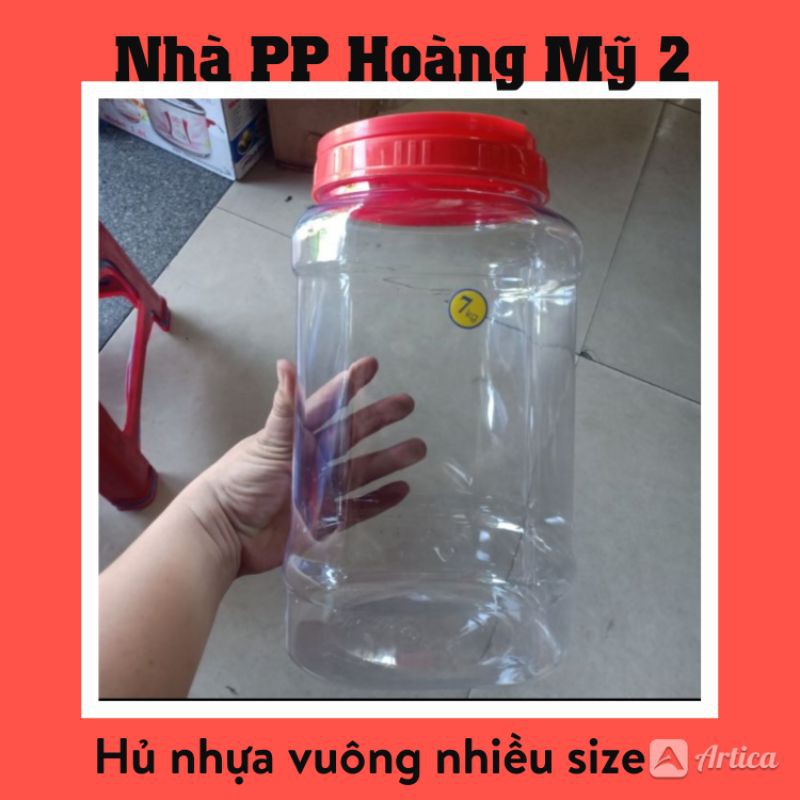 [HCM]Hủ Nhựa Vuông Có Quai3Kg5Kg7Kg10Kg
