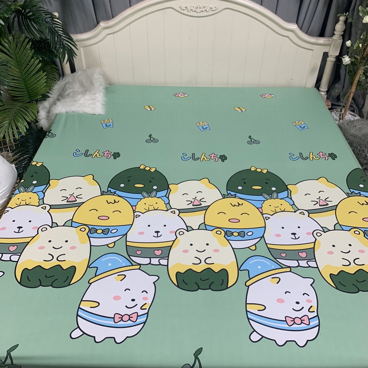 Bộ Ga Gối 3 Món Chất Liệu Cotton Poly Mẫu GẤU XANH
