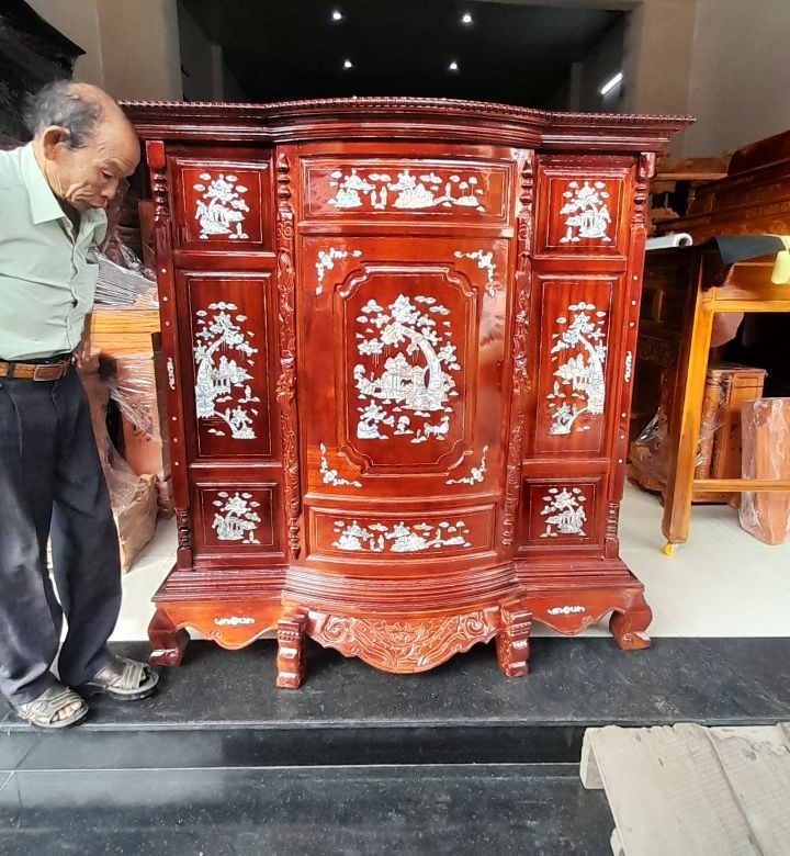 Tủ thờ gia tiên bụng phệ gỗ tràm hàng chuẩn,đẹp nhiều kích thước vv