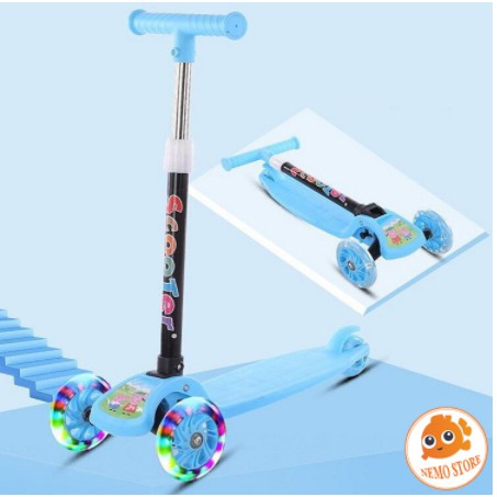 Xe scooter cho bé xe trượt scooter trẻ em 3 bánh gấp gọn có đèn phát sáng