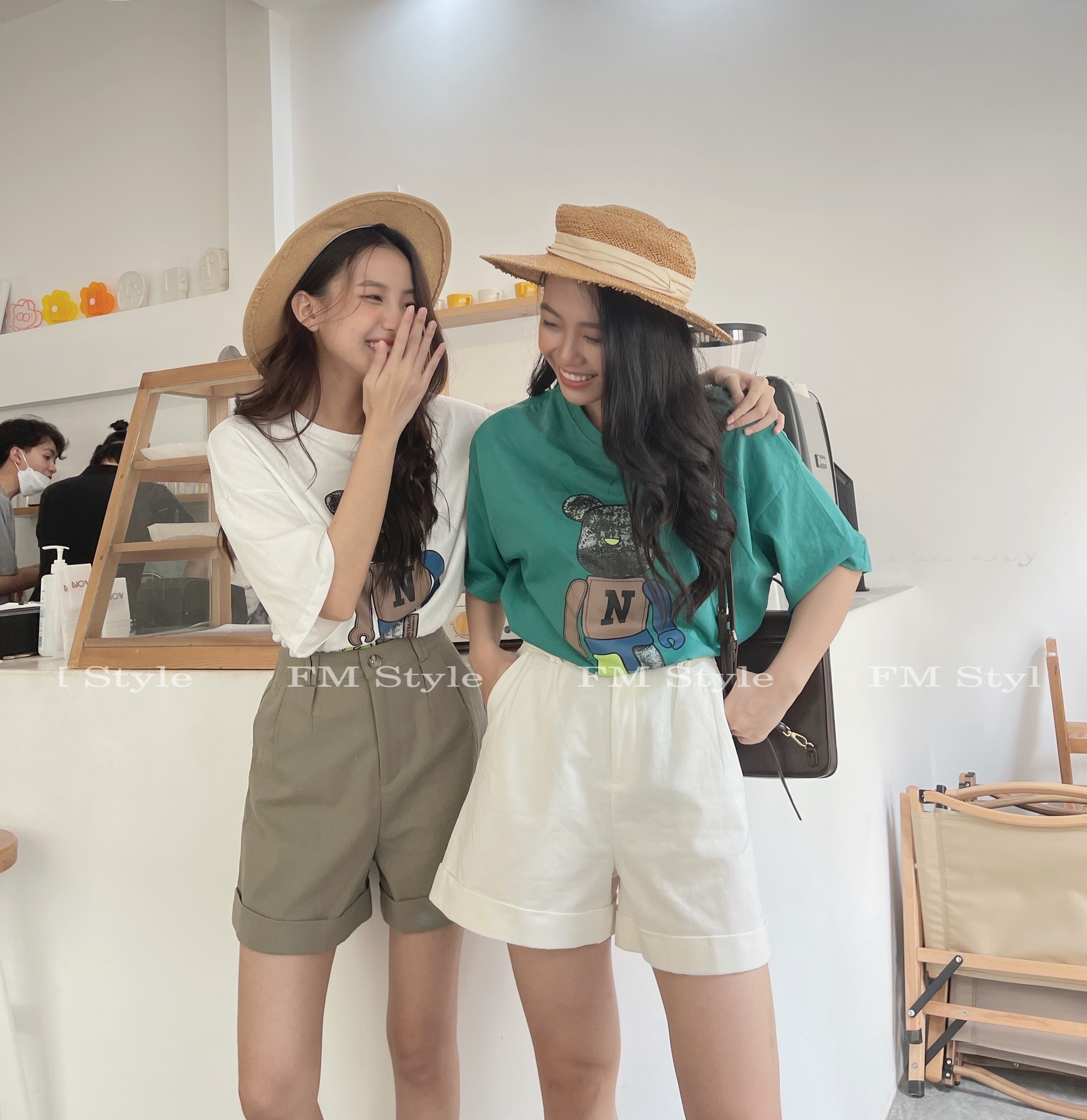 Áo thun nữ cổ tròn gấu robot siêu xinh
