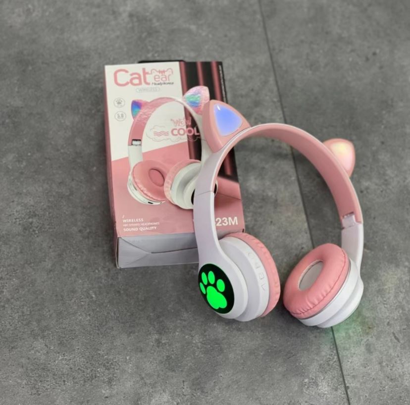 Tai nghe mèo kết nối bluetooth không dây chụp tai 23m headphone tai mèo dễ thương có mic âm bass mạnh mẽ.
