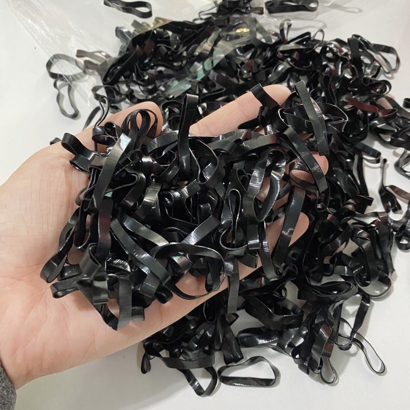 (CÂN ĐỦ) 100 gram Thun Cột Tóc Đen Bản To, Chun Buộc Tóc Siêu Dai