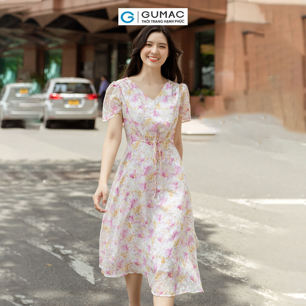 [BST MỚI RA MẮT THÁNG 6] Đầm hoa thắt nơ eo thời trang GUMAC DD06015