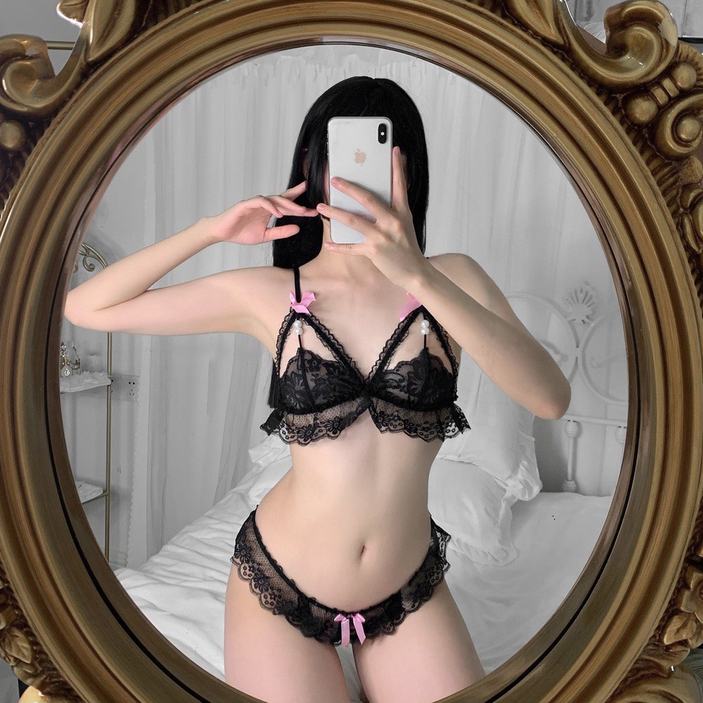 Bộ đồ lót ren đồ ngủ cosplay sexy dễ thương đính hạt