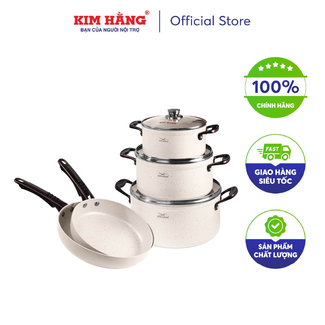 [CHÍNH HÃNG] Bộ Combo 5 Nồi Chảo chống dính Ceramic Kim Hằng