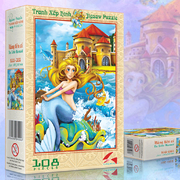 Tranh xếp hình Tia Sáng Jigsaw Puzzle phát triển trí tuệ cho bé 108 mảnh - NÀNG TIÊN CÁ - MSP: 108-088
