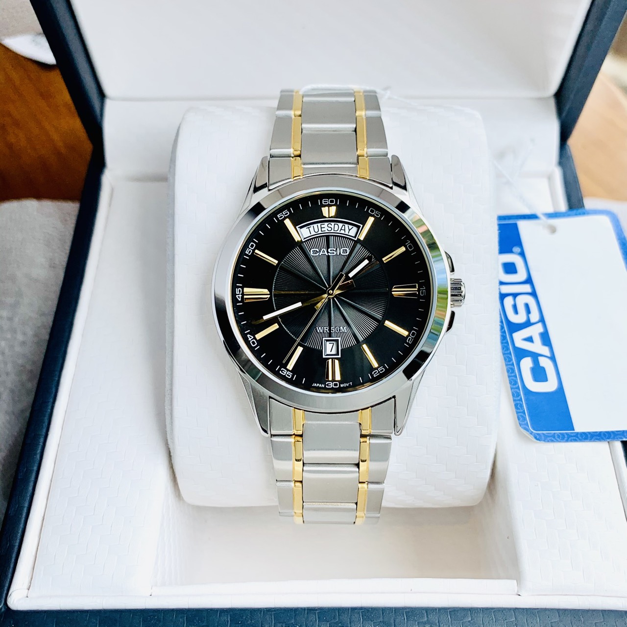 Đồng hồ nam casio mtp 1381g - 1a dây thép demi full box chính hãng bảo hành 1 năm