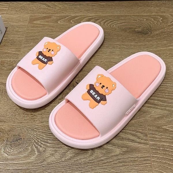 Dép lê quai ngang UNISEX hình gấu kute, nhựa dẻo siêu bền hàng loại 1
