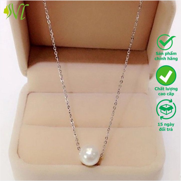 Dây chuyền nữ ngọc trai xỏ ngang titan dễ thương, hàng đẹp không đen xài nước tốt Người Đẹp Vì Lụa