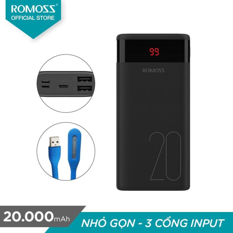 Giá pin sạc dự phòng Romoss Ares 20 20.000mAh màn hình LED tặng đèn LED USB Romoss - Hãng phân phối chính thức