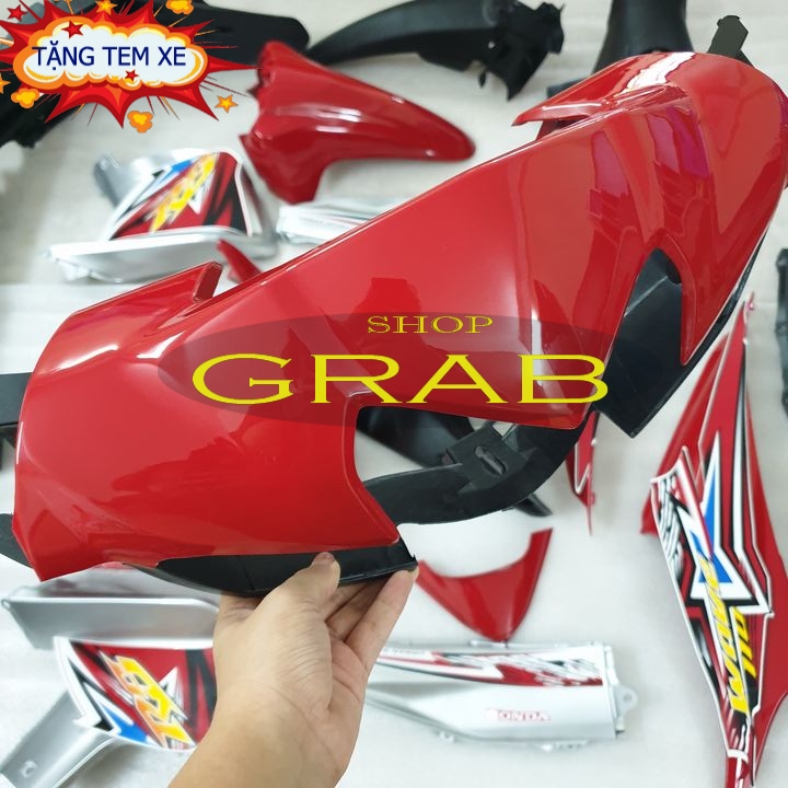 [TẶNG TEM] Bộ dàn áo xe WAVE S110 - RS110 màu Đỏ, nhựa ABS nguyên sinh- G545 - có TẶNG BỘ TEM cao cấp