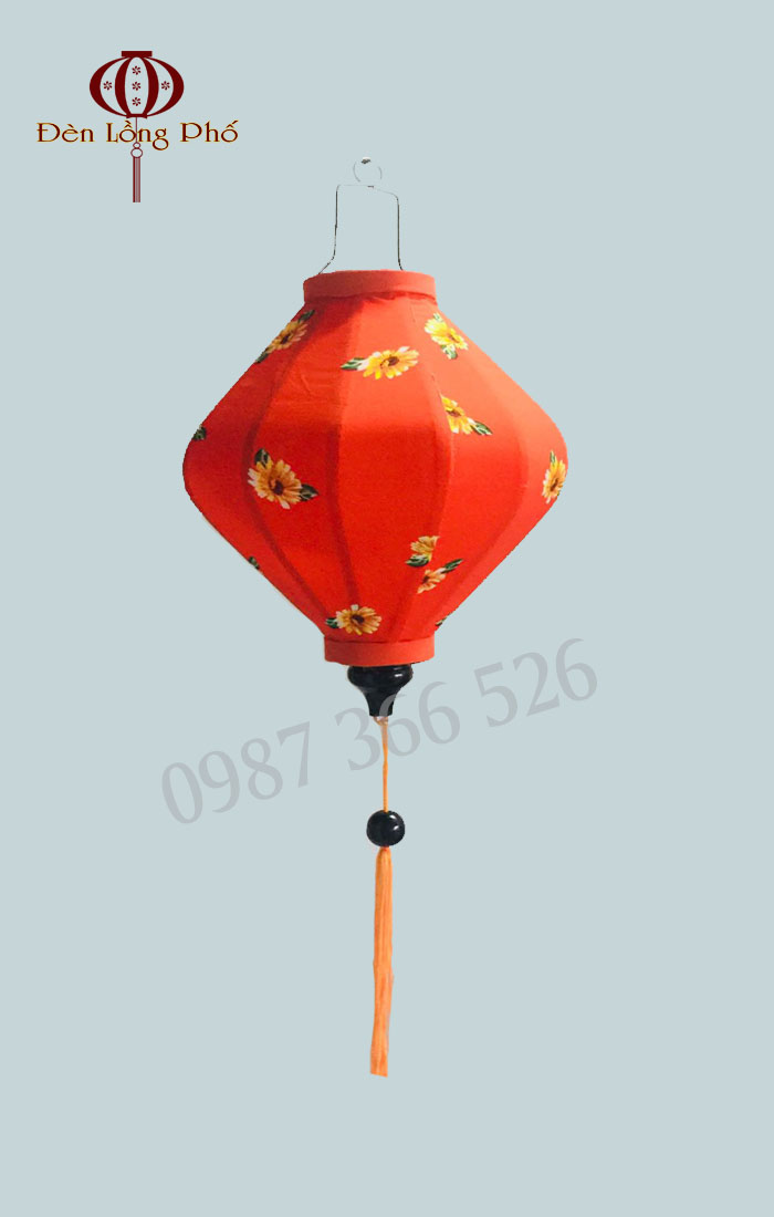 Đèn lồng Hội An vải lanh hoa - size 35 cm