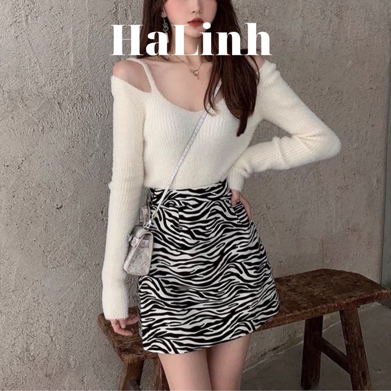Chân Váy Chữ A Hoạ Tiết Ngựa Vằn (Ảnh thật)