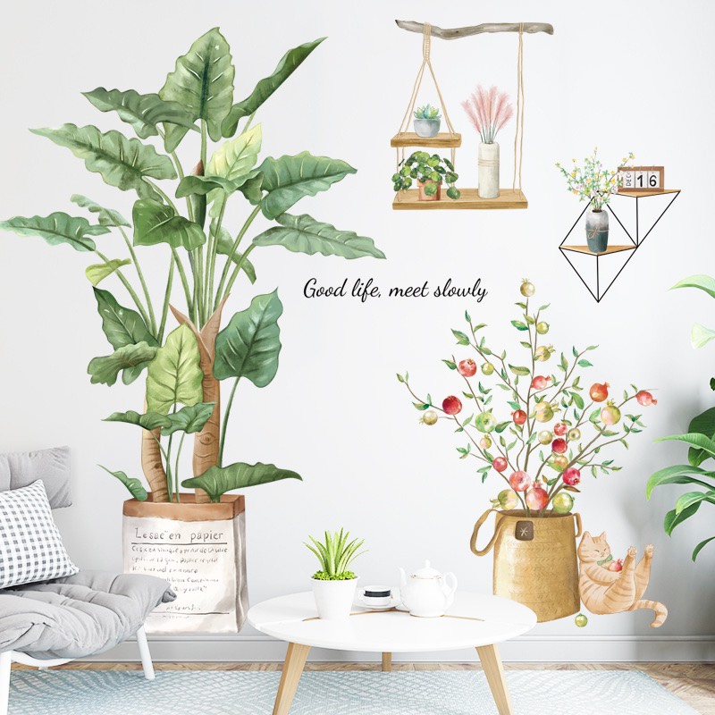 Decal dán tường [Bộ sưu tập các mẫu hoa lá,động vật] BS295