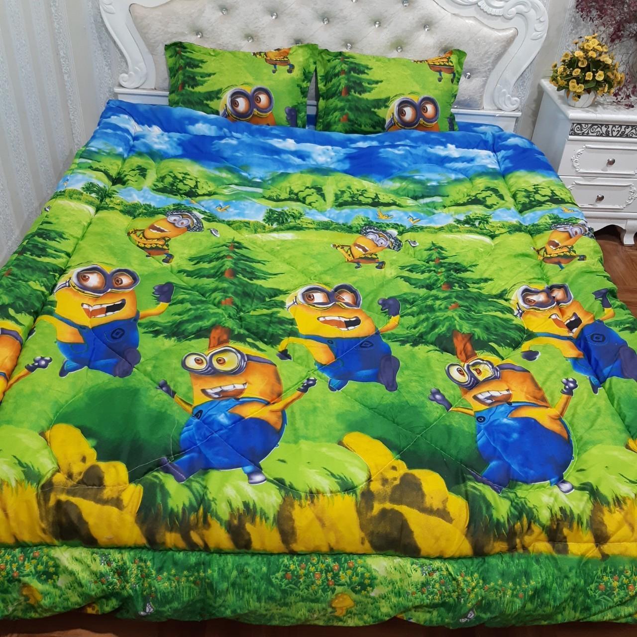 Bộ Ga Gối Cotton Polyester( 1 Ga Bọc và 2 Áo Gối Nằm) Mẫu Rừng Xanh