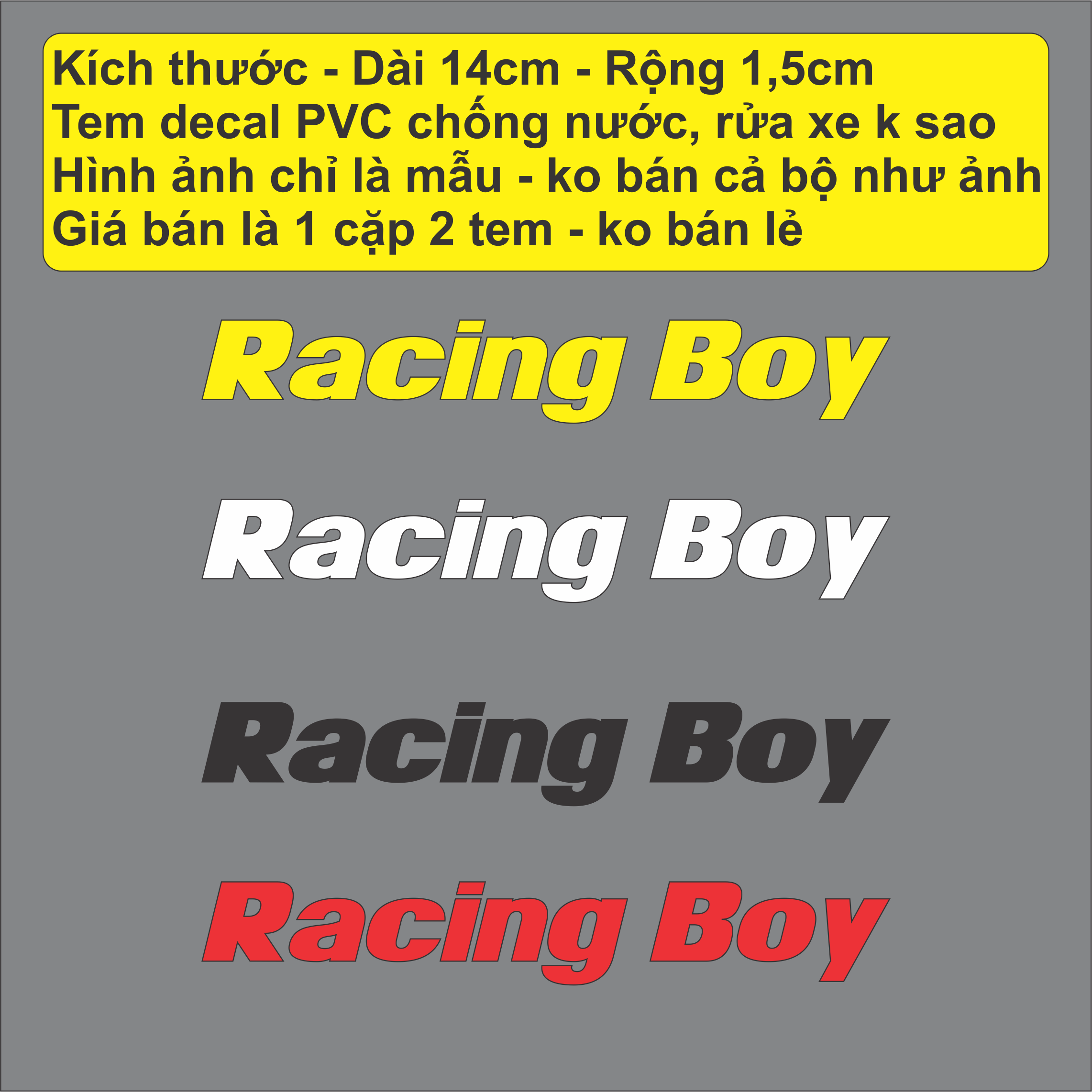(Font gốc của hãng) 2 Tem Honda - Yamaha - Suzuki - Ducati - Racing Boy