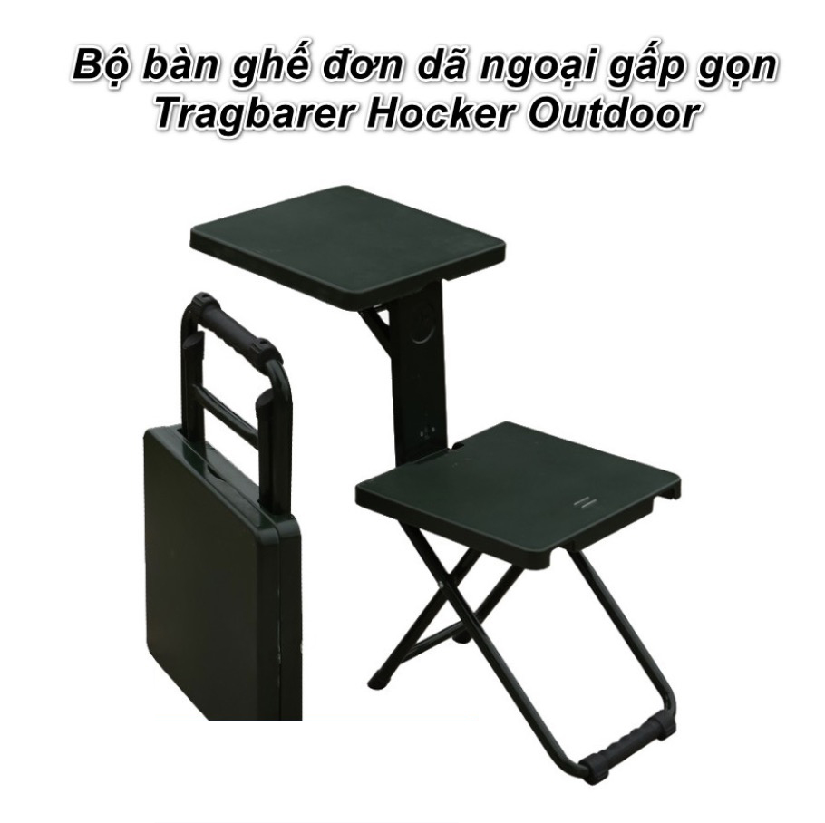 - Bàn và Ghế cá nhân gấp bằng thép bền (Đen)