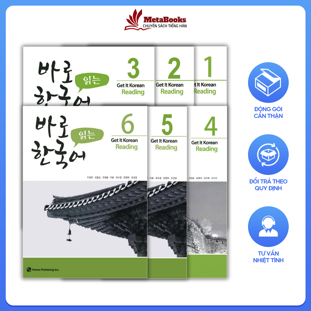 Combo Get It Korean Reading 바로 한국어 읽기 경희 한국어 읽기 (Bản Màu, Đủ 6q kèm đáp án , file nghe )